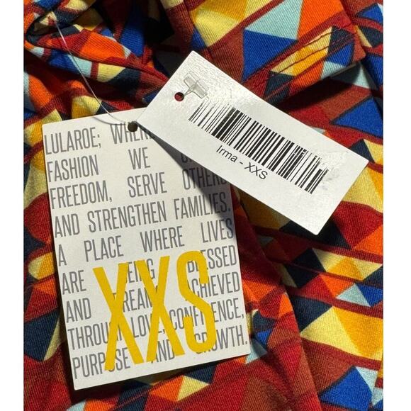 NEW LuLaRoe Irma Women's XXS Multicolor Geometric Tunic Top High-Low NWT - Picture 5 of 7